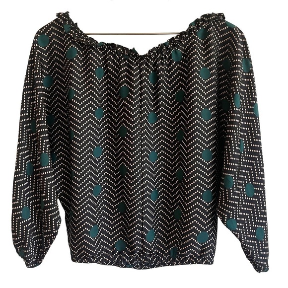 Tucker NYC Silk Blend Dot Patterned Off Shoulder Top, Size XS - Picture 4 of 7